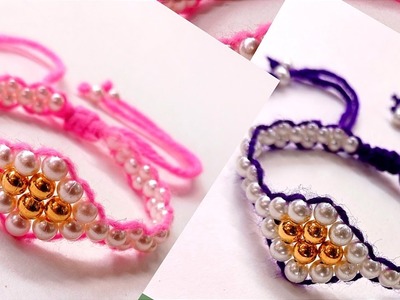 Beautiful bracelet making at home || How to make bracelet || Bracelet making with pearls