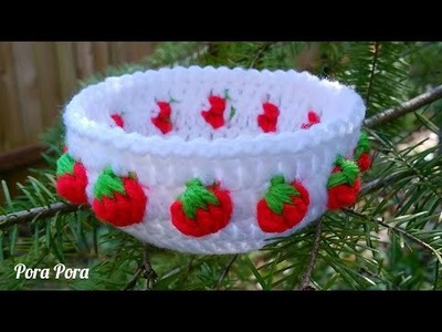 Crochet Strawberry Basket I Scrap Yarn Crochet Projects I Pora Pora Crochet