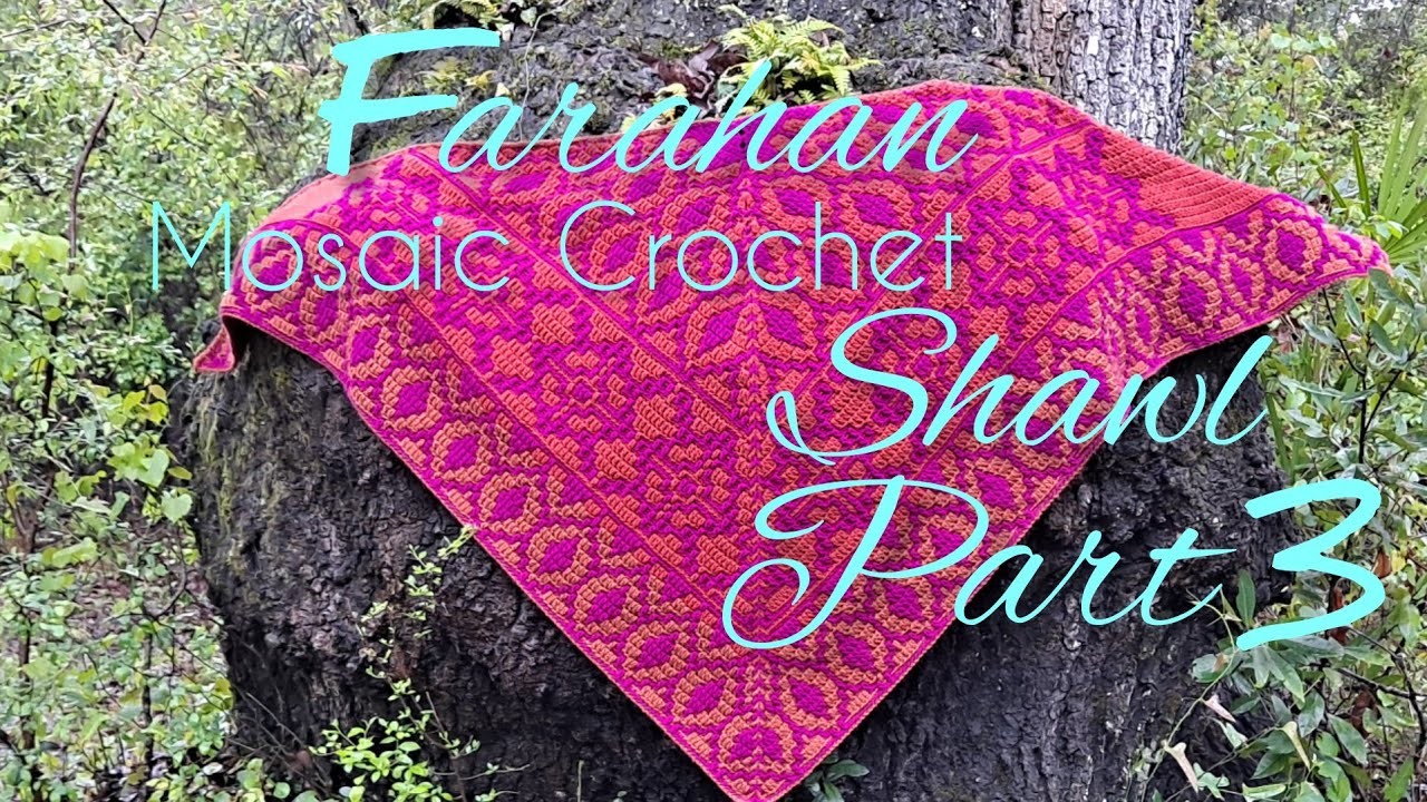 Farahan Mosaic Crochet Shawl - Part 3 - Rows 64 thru 87 - Triangle Shawl - Left or Right Handed