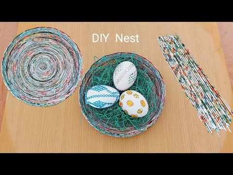 Handicraft nest | newspaper nest craft | DIY Easter colouring egg | ginn icah