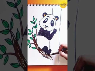 How to Draw A Panda | Easy Drawings For Kids | DIY | 5 minute Art #YellowClass #shorts