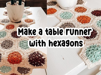 How to make a table runner with Crochet Hexagons | How to join them | CJ Design