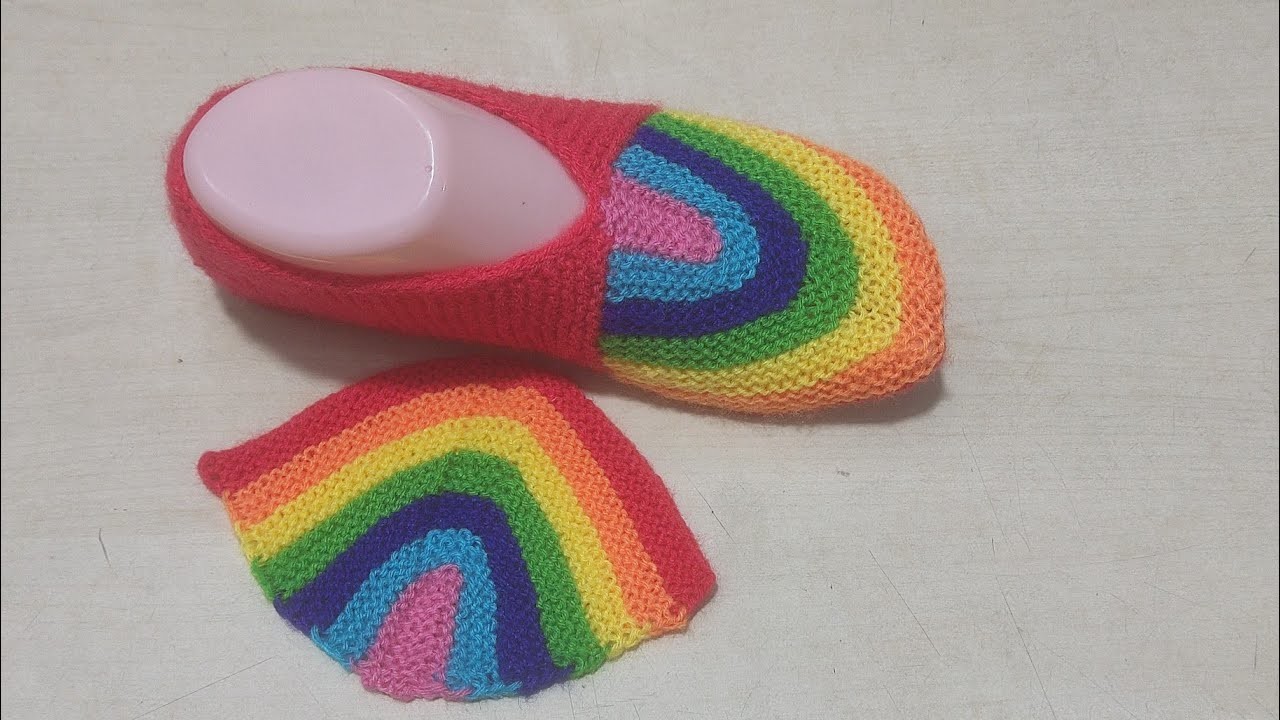 Rainbow booties socks. Easy method.