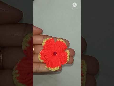 1 mint craft idea | Super Easy woolen flower making idea| 3d flower making | hand embroidery| shorts