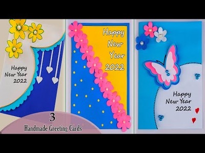 3 handmade New Year 2022 Greeting Cards | Beautiful DIY Greeting Cards