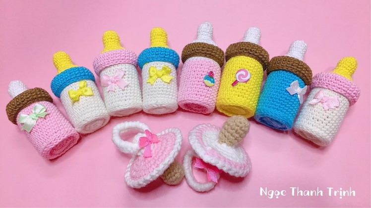 #55 - ( Eng Sub ) Móc Bình Sữa ???? Mini Bằng Len. How to Crochet a Mini Milk Bottle with Wool?