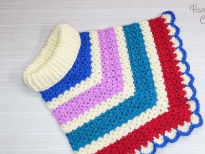 Crochet 1 year old Baby Collar Poncho | Turtleneck poncho | girls poncho | crochet patterns