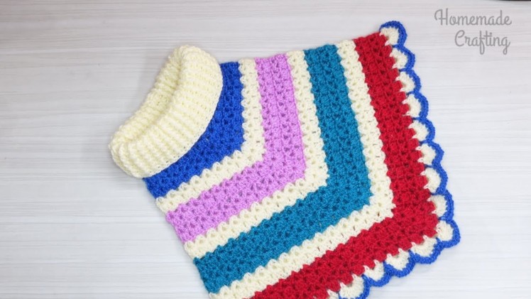 Crochet 1 year old Baby Collar Poncho | Turtleneck poncho | girls poncho | crochet patterns