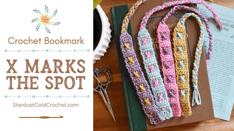 Crochet Bookmark Tutorial | X Marks the Spot Crochet Bookmark | Marly Bird's 24 Days of Quickies