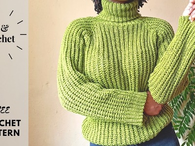 Crochet Turtleneck Sweater | FREE Pattern Available