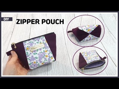 DIY Cute zipper pouch. free pattern. sewing tutorial  [Tendersmile Handmade]