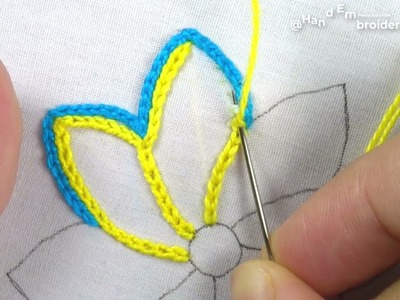 Hand embroidery easy elegant stitch needle work crochet flower design on fabrics