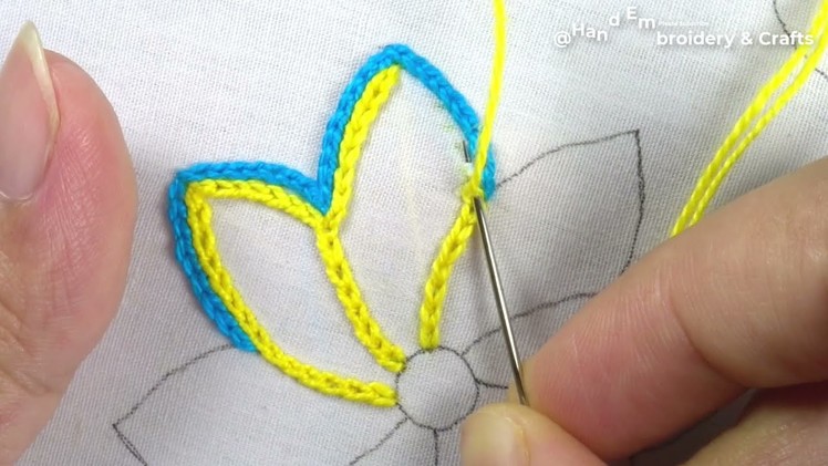 Hand embroidery easy elegant stitch needle work crochet flower design on fabrics