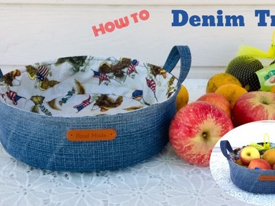 How to sew a denim circle tray tutorial ,Free pattern circle tray tutorial, sewing diy a circle tray
