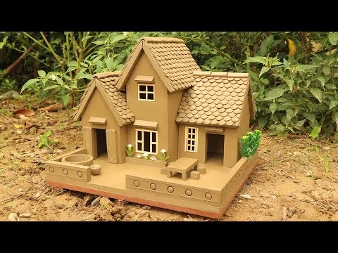 Miniature clay house || Great way make clay kitchen set,water wells & miniature table set and plants