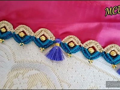 New Krosha Saree Kuchu using Square Beads I Crochet Tassels I Readymade Tassels making I  MCBMcb