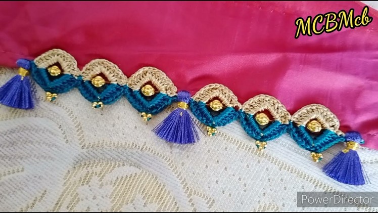 New Krosha Saree Kuchu using Square Beads I Crochet Tassels I Readymade Tassels making I  MCBMcb