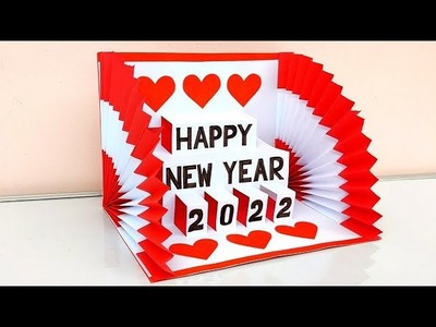 New year card making handmade 2022. DIY New year pop up greeting card. How to make new year card