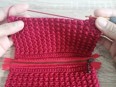 Super Easy Crochet Purse Bag With Zipper????????Half Double Crochet & Slip Stitch????????????