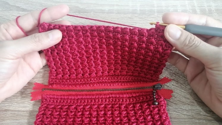 Super Easy Crochet Purse Bag With Zipper????????Half Double Crochet & Slip Stitch????????????