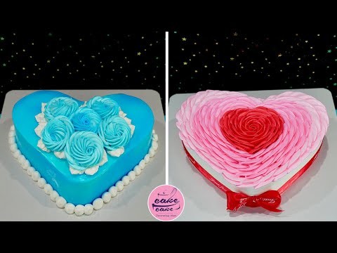 Top 2 Blue Rose Heart Cake and Deep Rose Heart Cake Decorating Ideas