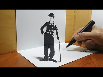 3D Trick Art On Paper, Charlie Chaplin