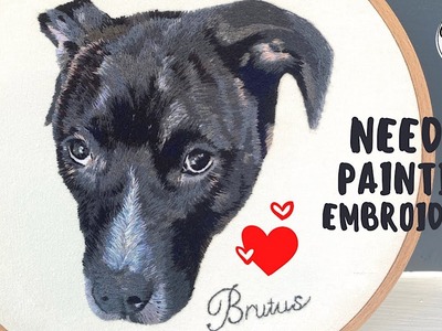 46 Colors for a Black Dog - Needle Painting Hand Embroidery