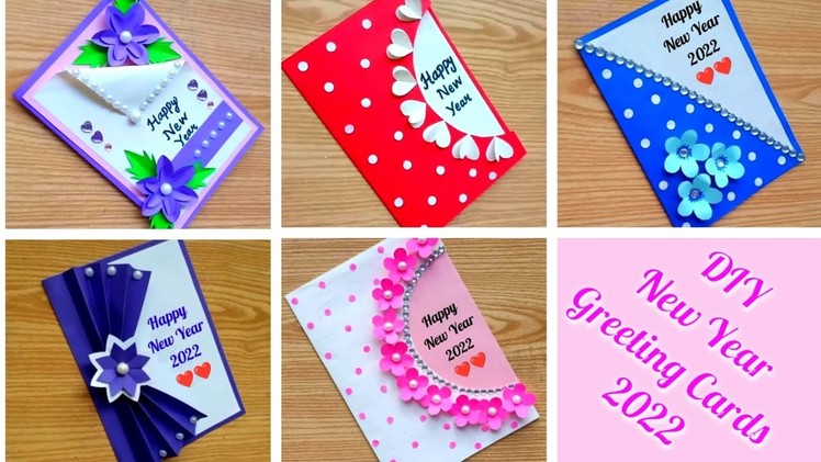 5 DIY New Year 2022 greeting cards. Easy and Beautiful card | Make 5 happy new year cards.