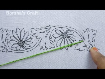 Amazing Borderline Hand Embroidery Tutorial for Dresses, Easy Border Embroidery Design