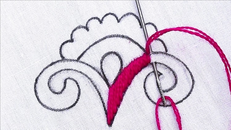 Amazing hand embroidery flower design made with easy flower stitches, raised buttonhole stitch