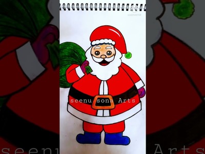 Aprende a dibujar y pintar a PAPA NOEL facil | How to Draw a Cute Santa Claus #shorts. Pencil Draw