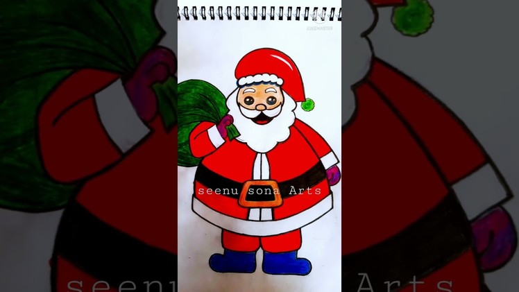 Aprende a dibujar y pintar a PAPA NOEL facil | How to Draw a Cute Santa Claus #shorts. Pencil Draw