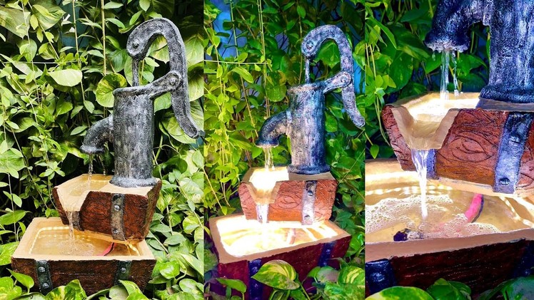 Beautiful water Fountain with Led Lights waterfall | handmade fountain | garden decoration crafts