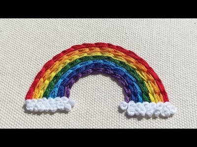 Chain Stitch Rainbow Hand Embroidery Design For Beginners#shorts