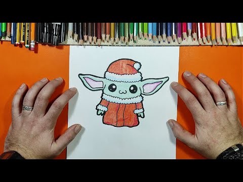 Como dibujar a Bebe Yoda ???? (Version Papa Noel) paso a paso - Star wars | How to draw Baby Yoda ????