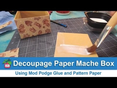 Decoupage Paper Mache Box Using Mod Podge Glue and Pattern Paper.