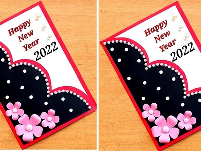 DIY Happy New Year 2022 Greeting Card.Easy and Beautiful Card.How to make New Year Greeting Card