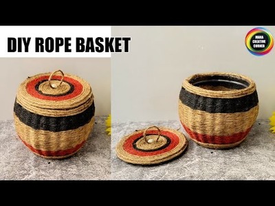 Diy Rope basket. Storage basket. DIY basket with Jute rope and plastic container