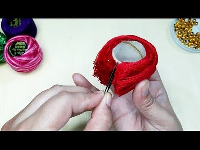 Flower Design Trick With Threads|Easy Flower Stitch Idea#shorts