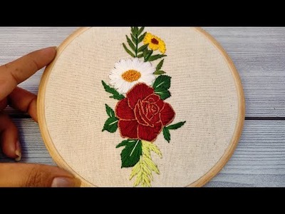Hand Embroidery for beginners || Floral embroidery pattern || Hand Embroidery - Let's Explore