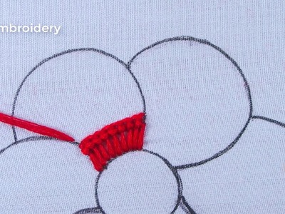Hand Embroidery New Gorgeous Colourful Fluffy Petal Flower Design With Easy Following Sewing Stitch