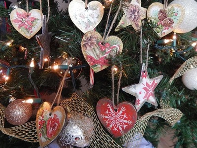 Holiday Ornaments Decoupage || Decoupage on Wood