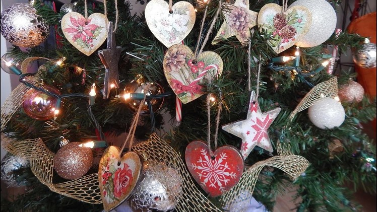 Holiday Ornaments Decoupage || Decoupage on Wood