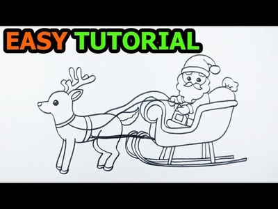 How to draw santa claus in his sleigh with reindeer | Drawing Ideas For Beginners