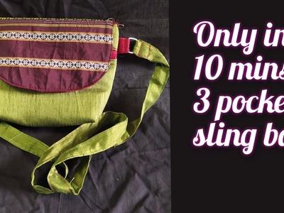 How to make multi pockets sling bag. cross body bag. side bag. shoulder bag cutting and stitching