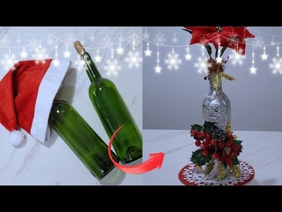 Idea Elegante y Práctica con Botellas de Vidrio - Manualidades Navideñas con Reciclaje ¡En minutos!