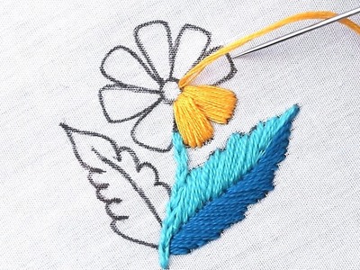 New hand embroidery modern flower embroidery designs - easy flower stitch step by step tutorial