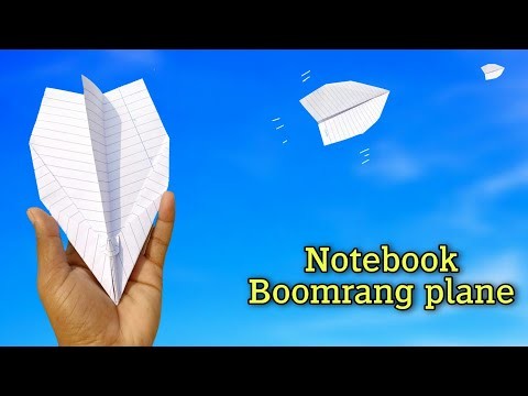 New notebook boomrang, flying longest plane, how to make airplane, easy paper boomrang,