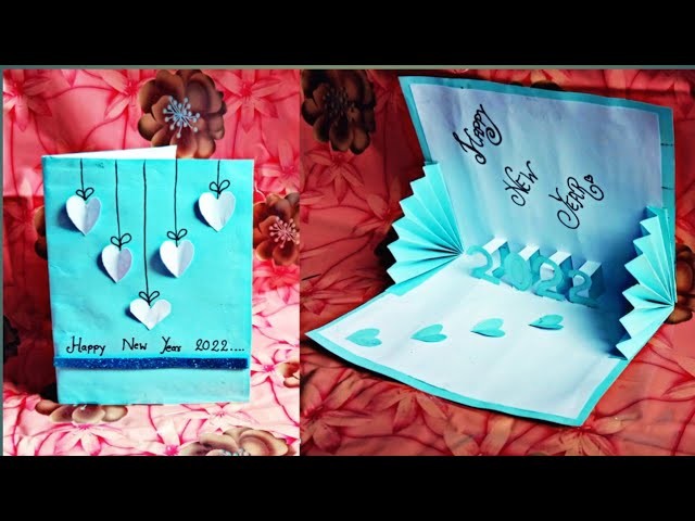 New year Card making handmade 2022. How to make new year card with paper.New year Pop Up card making