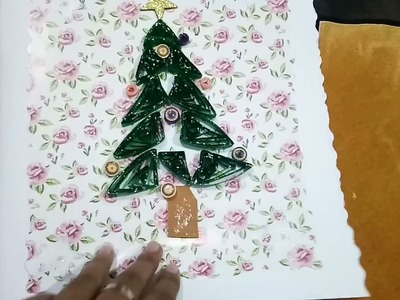 Simple Chrismas Quilling Card. How to make easy Christmas card.paper quilling card